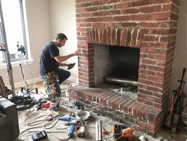 Foxborough Chimney Sweep specialist finalizing chimney liner service in Foxborough, MA