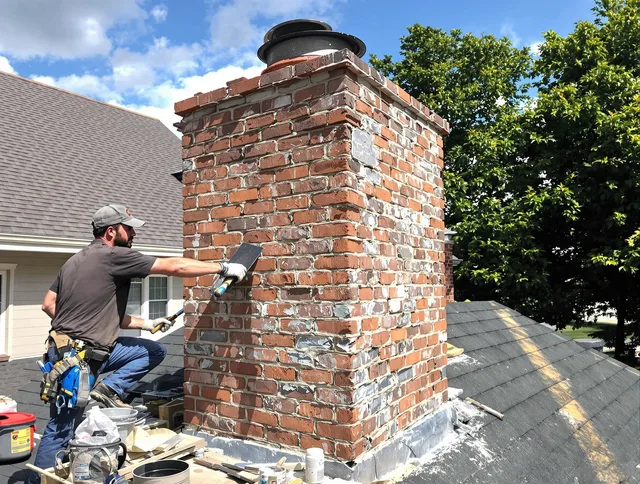 Completed chimney rebuild by Foxborough Chimney Sweep in Foxborough, MA
