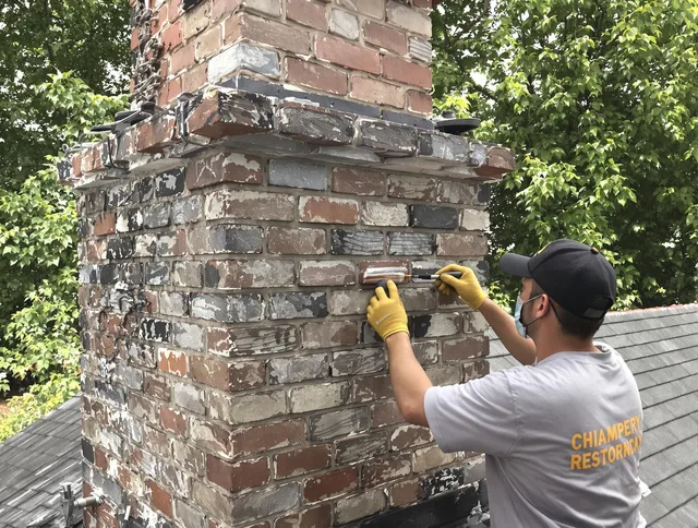 In-progress chimney restoration by Foxborough Chimney Sweep in Foxborough, MA