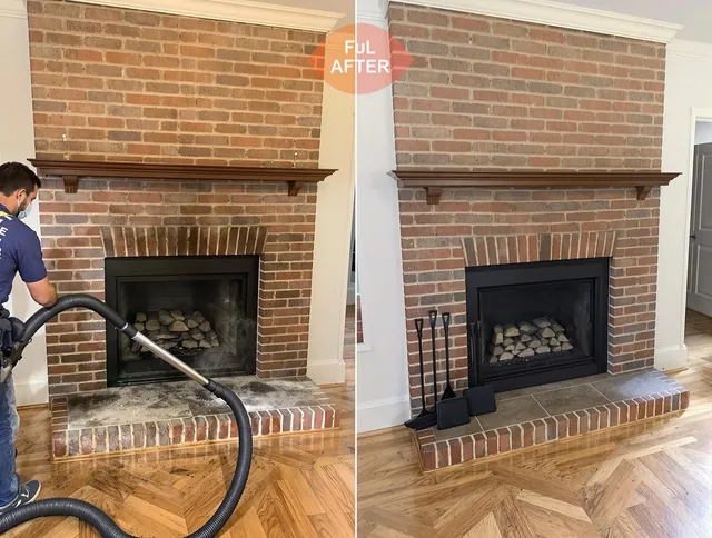 Foxborough Chimney Sweep carefully sanitizing a fireplace in Foxborough, MA