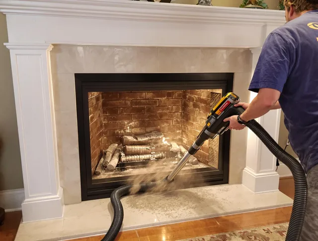 Fireplace cleaning performed by Foxborough Chimney Sweep in Foxborough, MA