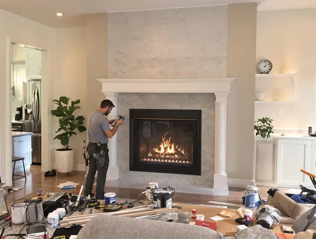 Newly installed fireplace by Foxborough Chimney Sweep in Foxborough, MA